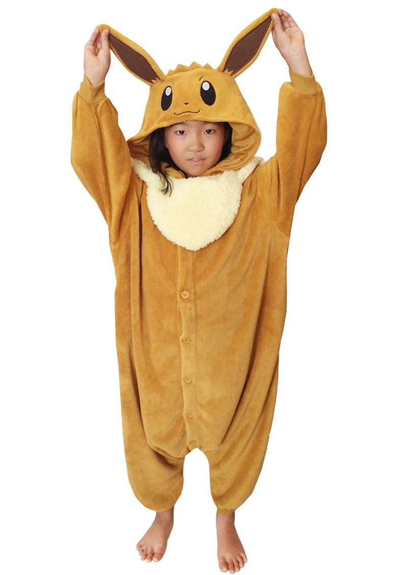 SAZAC Kigurumi - Pokemon - Eevee - Onesie Jumpsuit Halloween Costume - Kids Size (5-9 Year Old) - Image 1